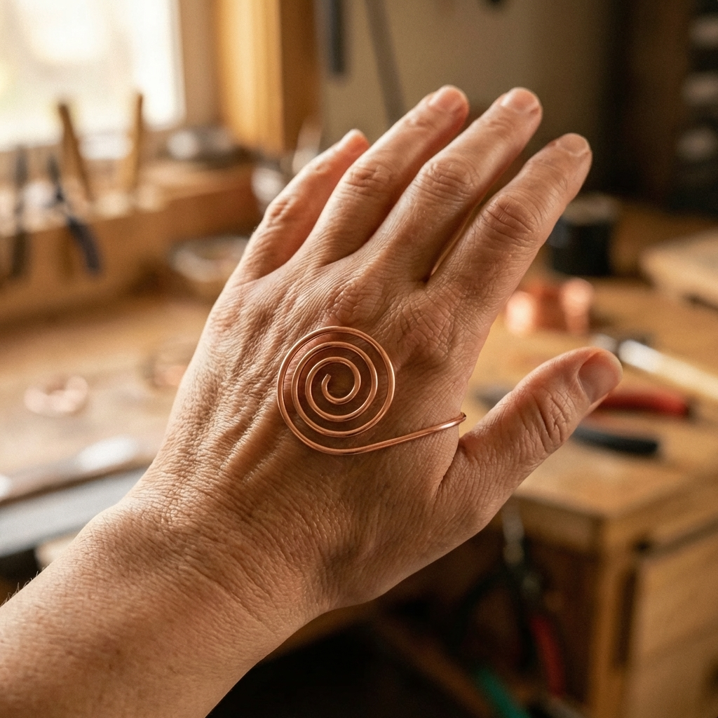 Spirale en cuivre pour les mains de Vera